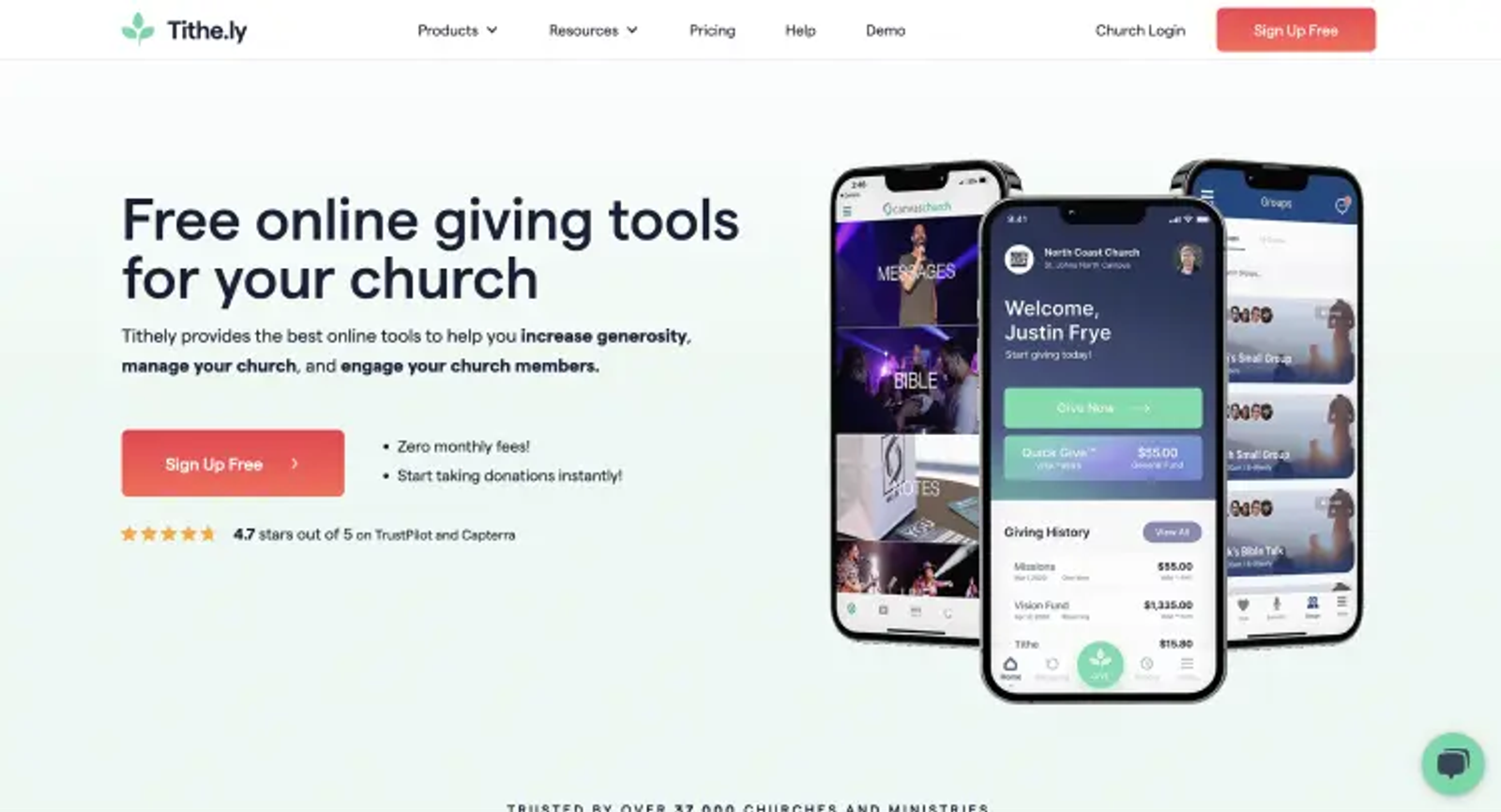Tithe.ly homepage