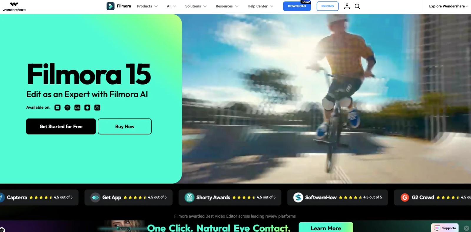 Filmora homepage