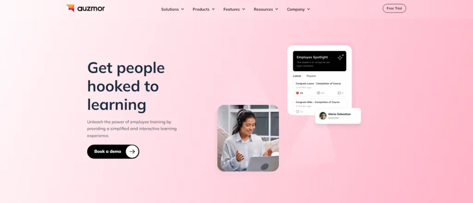 Auzmor Learn employee training platform homepage