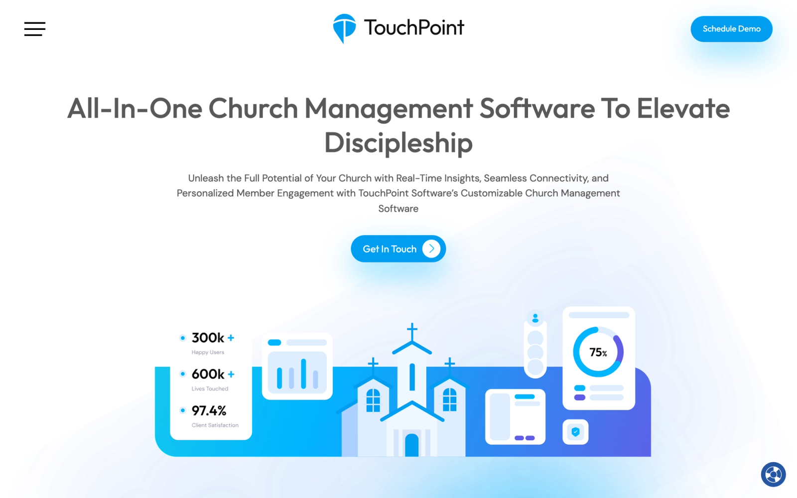 TouchPoint homepage hero section
