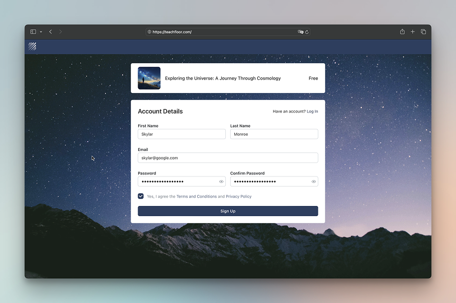 Customize Login & Signup Page Background