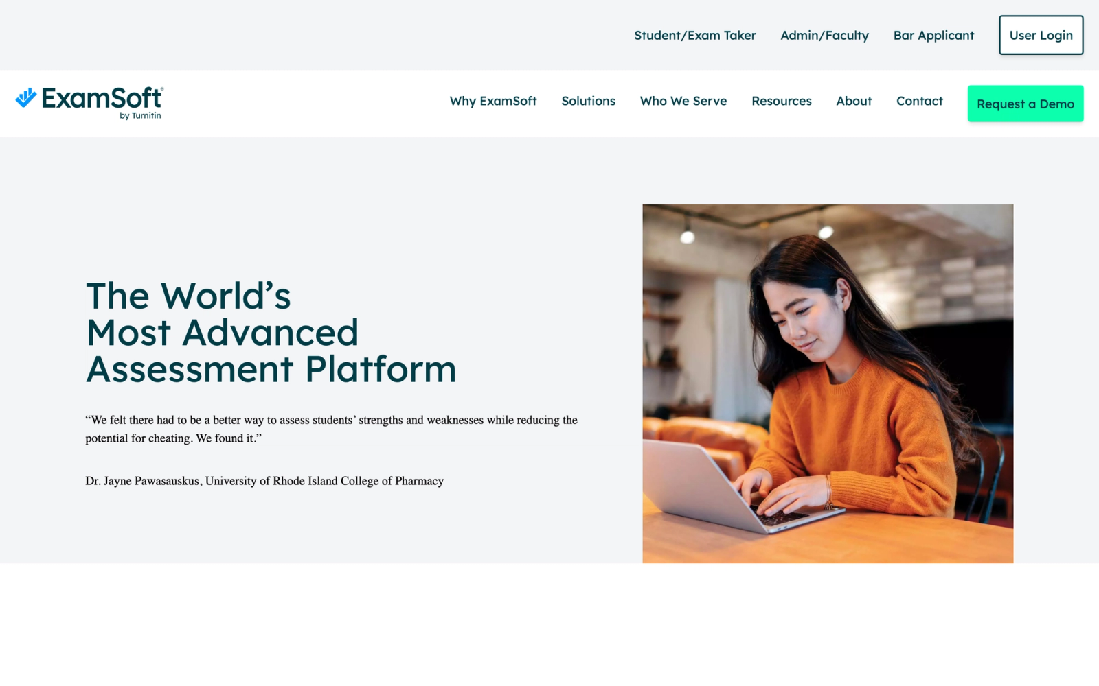 ExamSoft homepage hero section