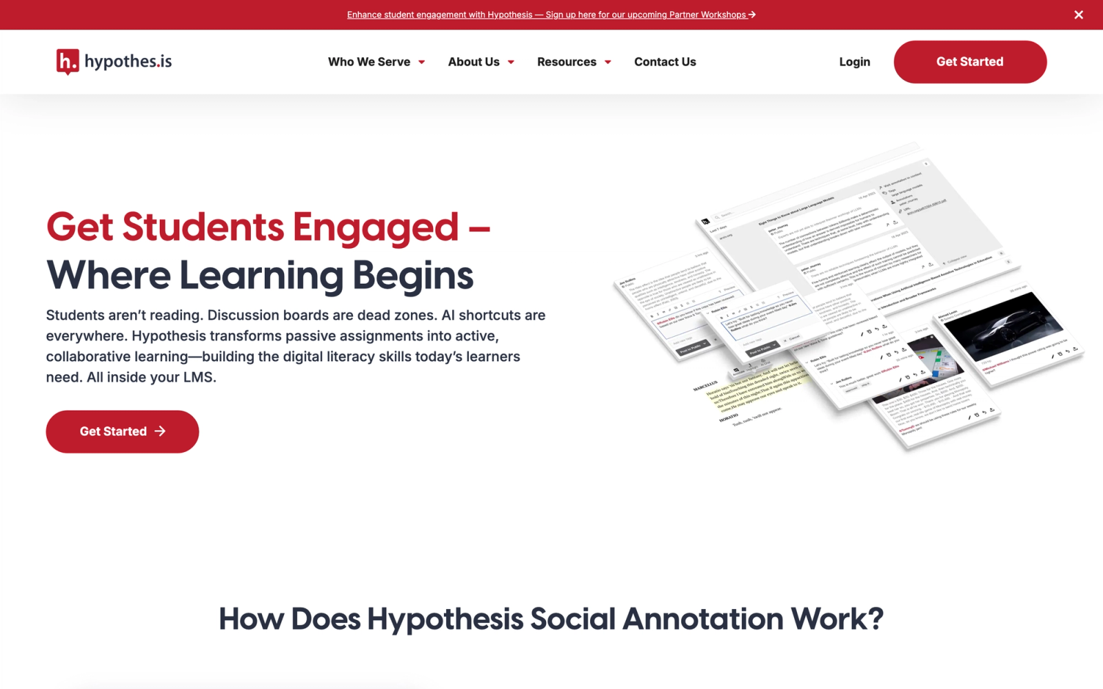 Hypothesis homepage hero section