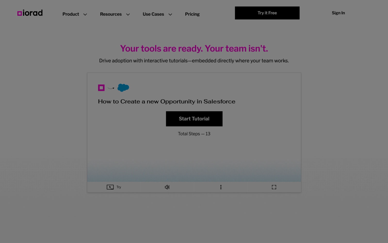 Iorad homepage hero section