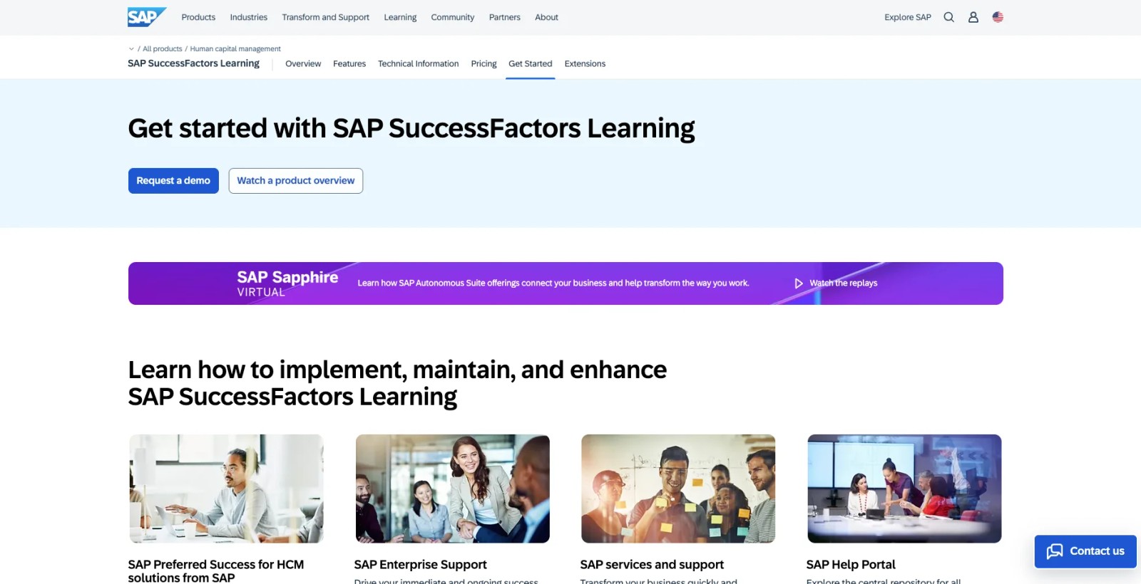 SAP SuccessFactors Learning homepage