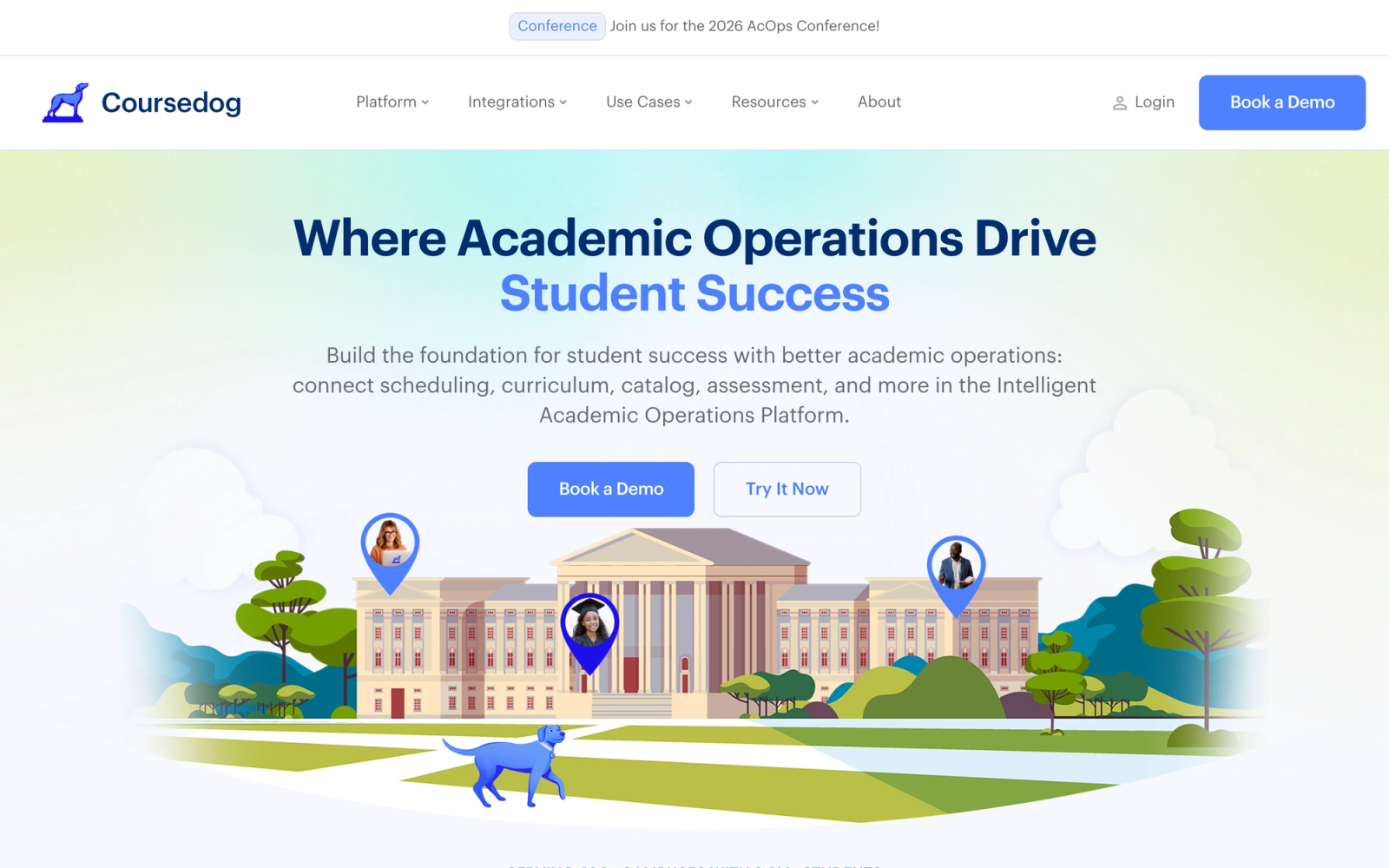 Coursedog homepage hero section