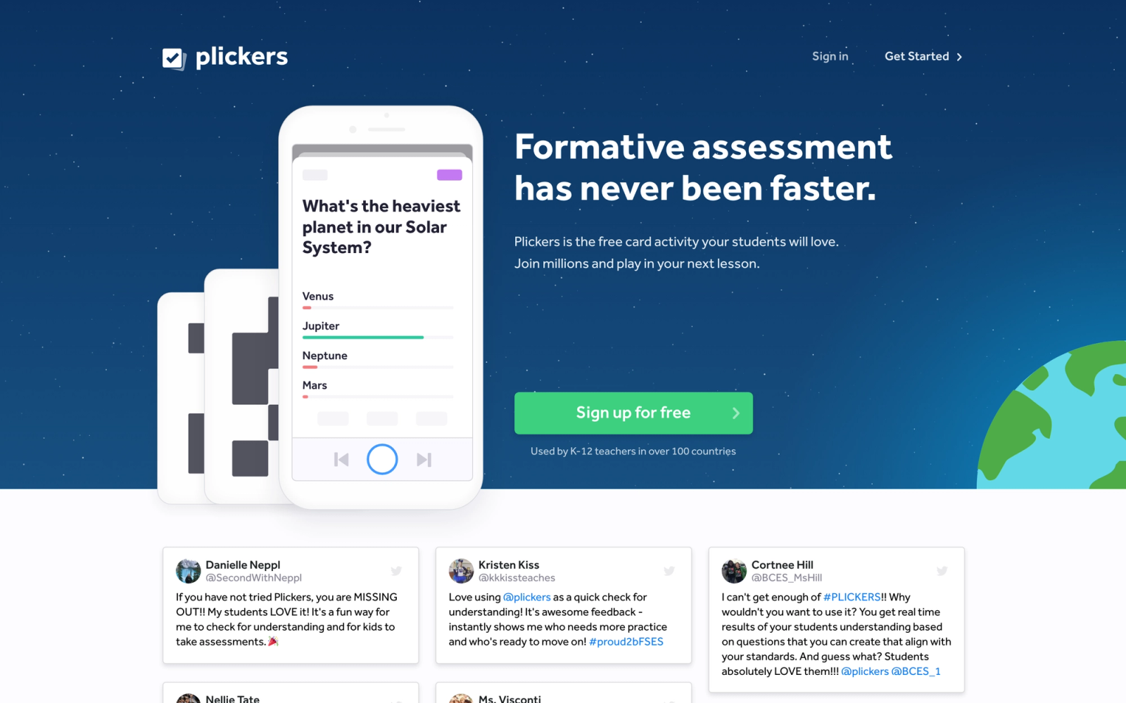 Plickers homepage hero section