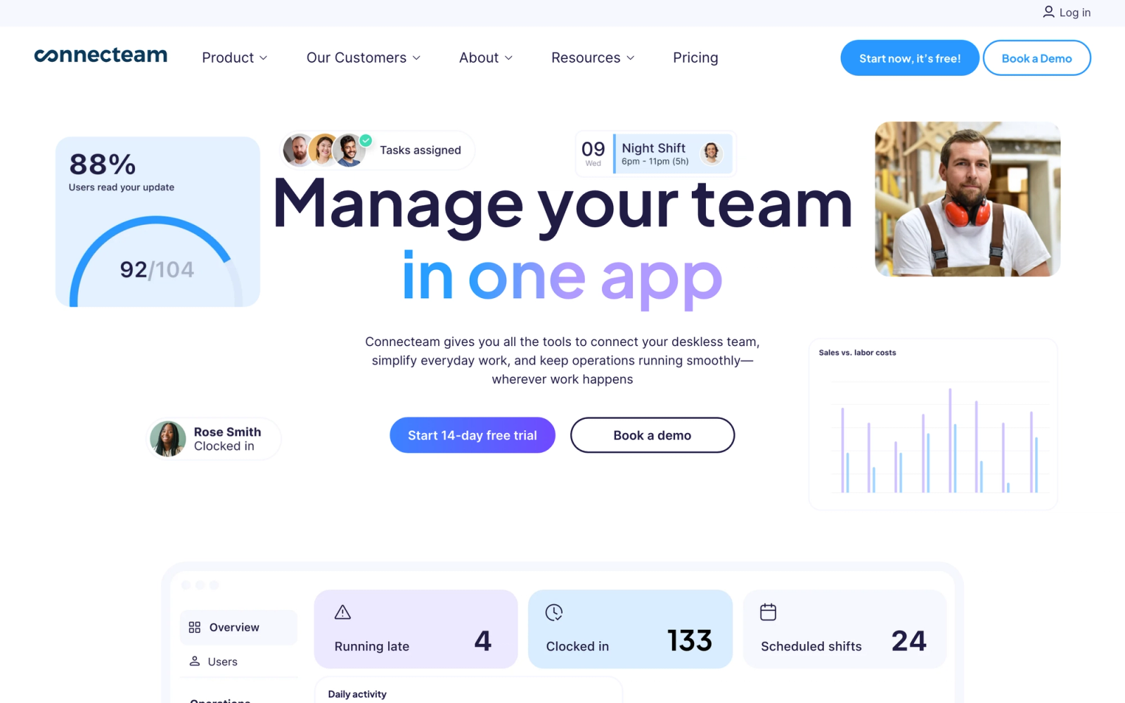 Connecteam homepage hero section
