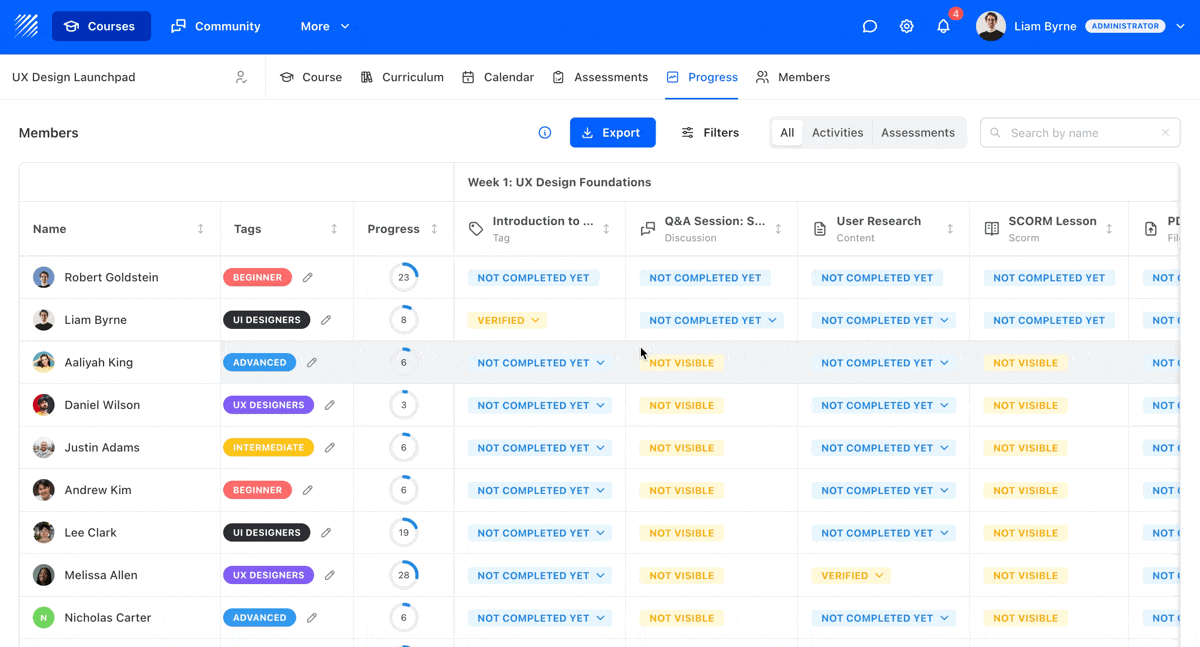 Tag Filters & Management in Progress Page