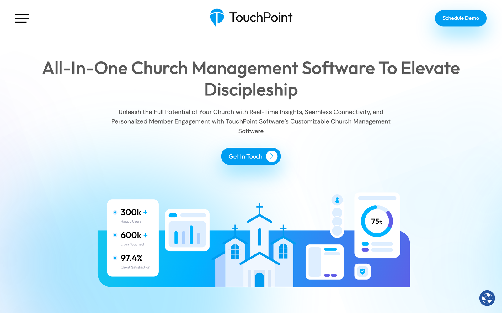 TouchPoint homepage hero section