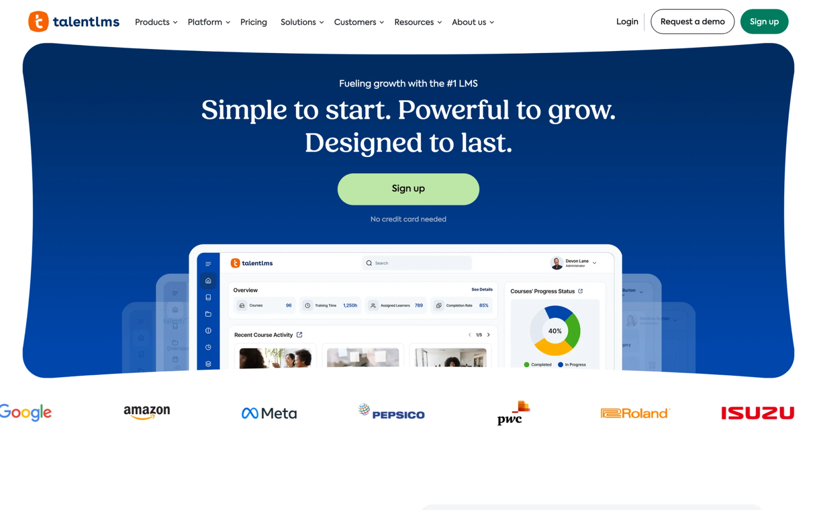 TalentLMS homepage hero section