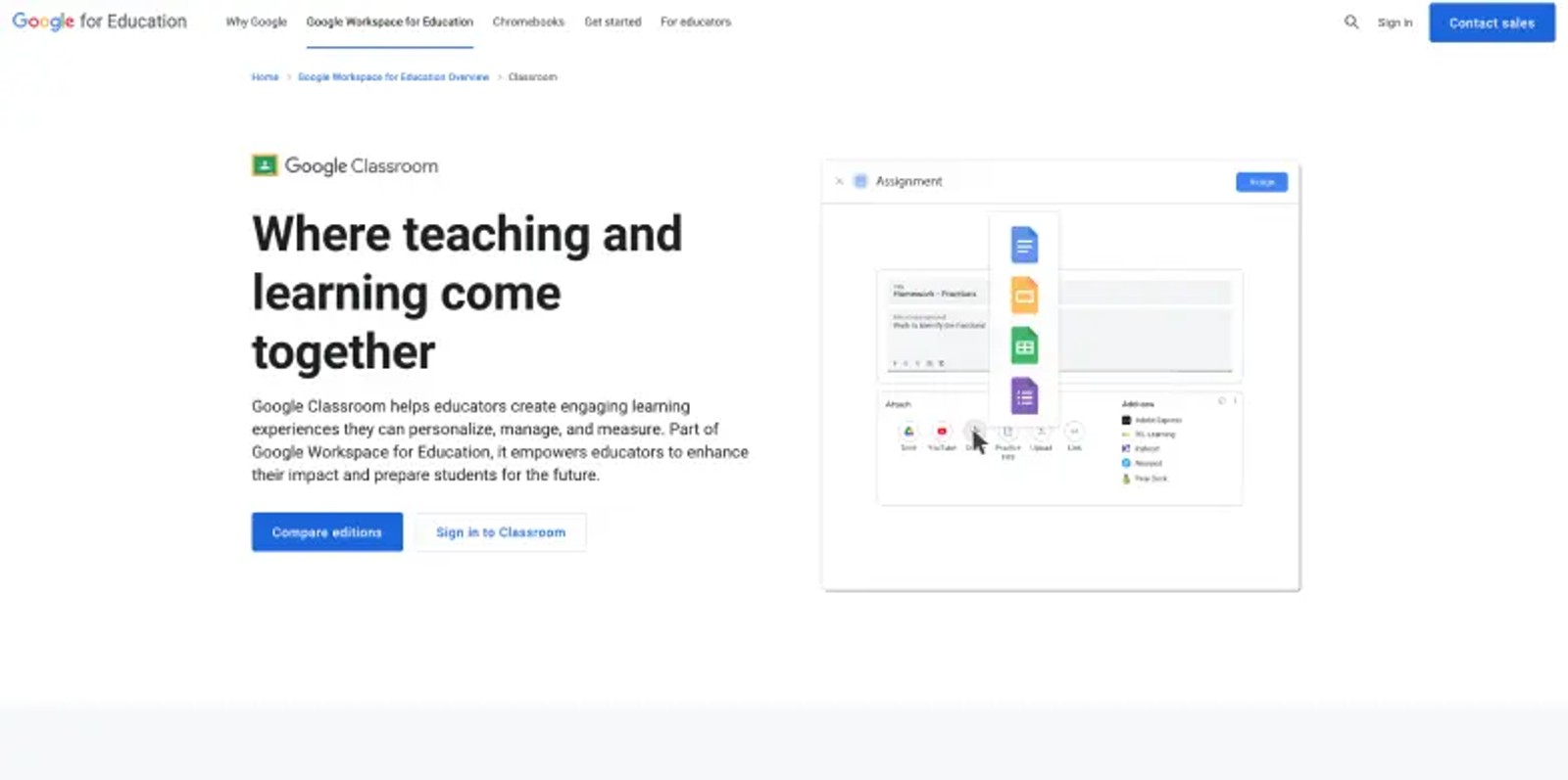 Google Classroom interface used in schools and universities