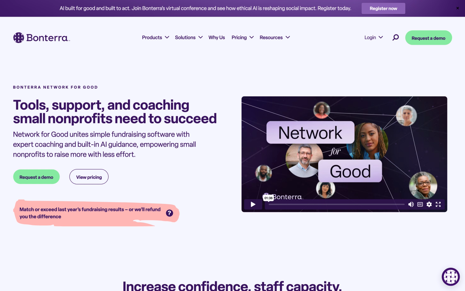Network for Good homepage hero section