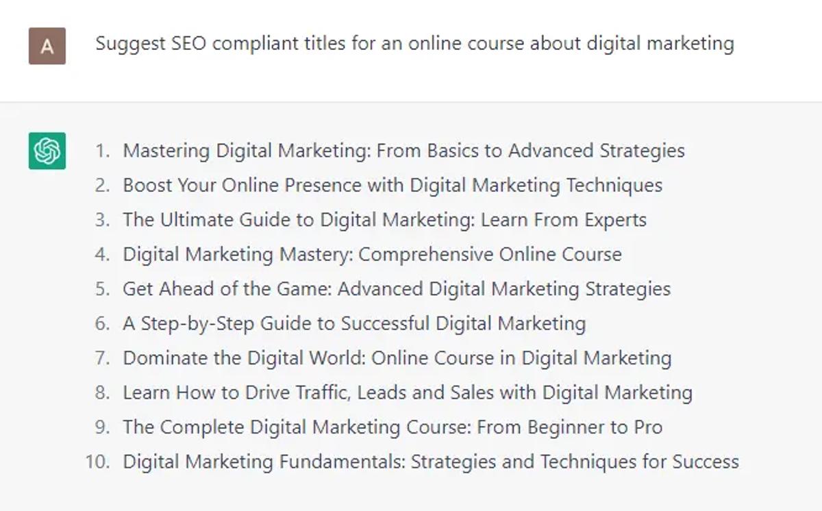 create course using ChatGPT