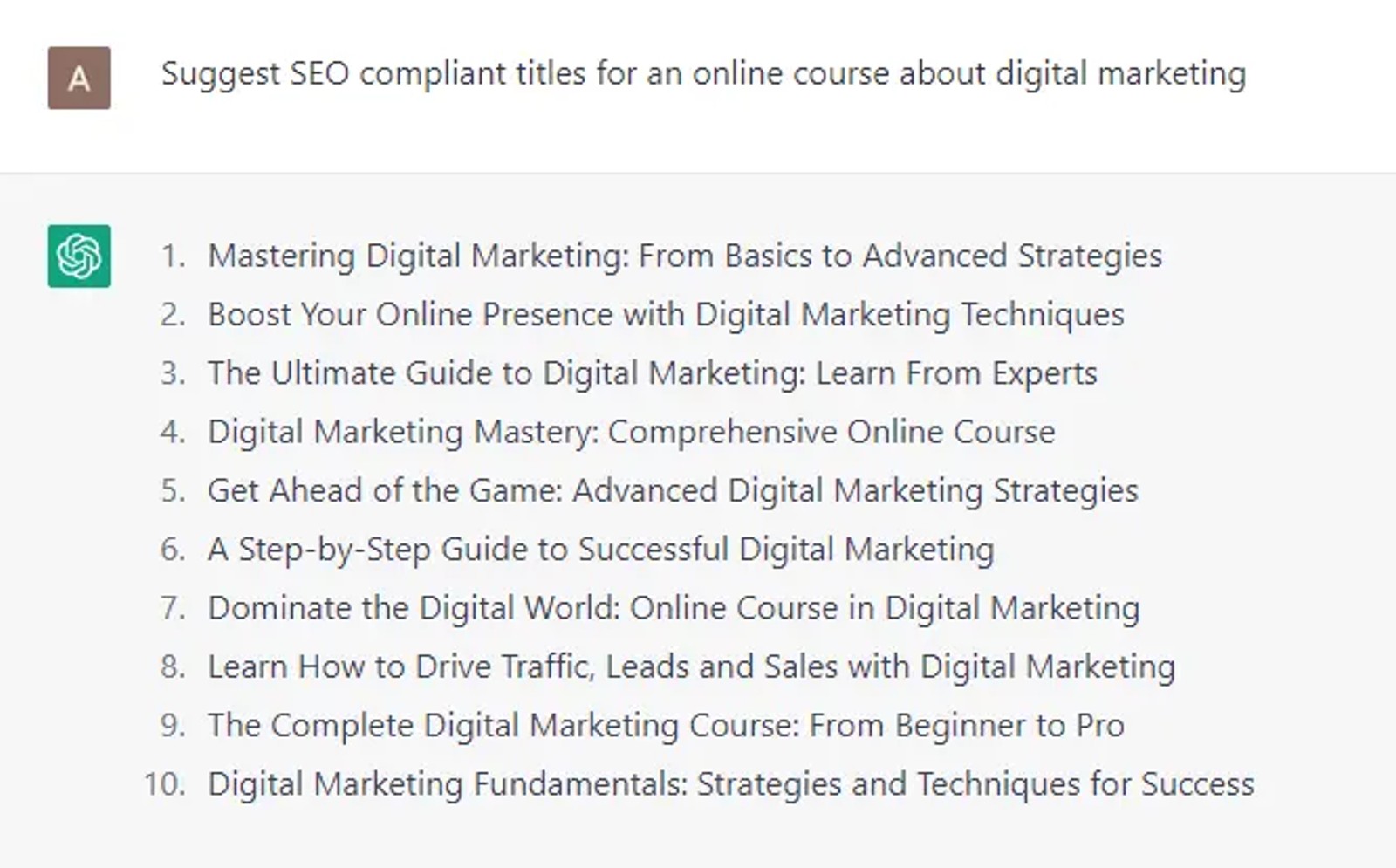 create course using ChatGPT