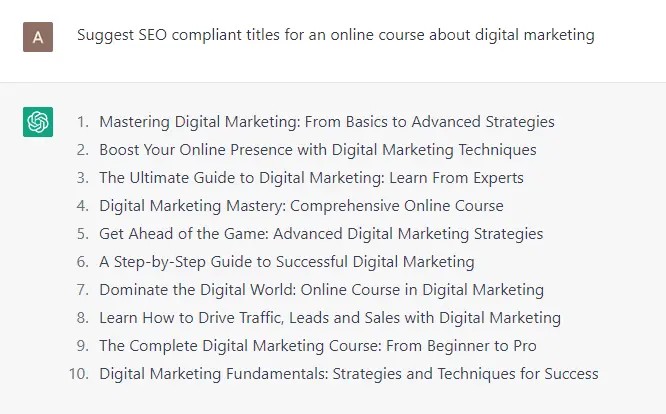 create course using ChatGPT