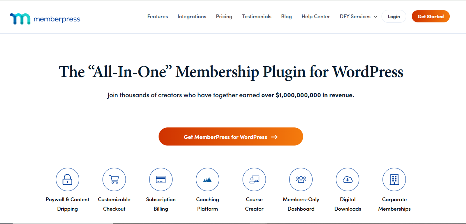 An integrated membership solution for WordPress, highlighting tools for managing users and subscriptions effectively.