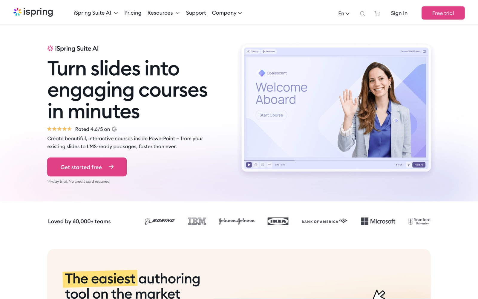 iSpring Suite homepage hero section