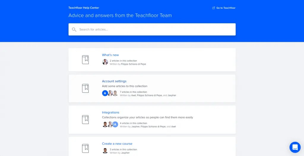 Teachfloor help center in starting an online academy