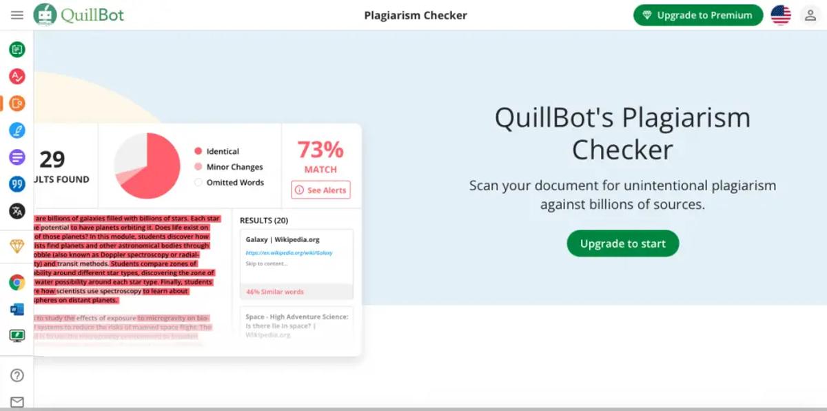 Quillbot is the best online plagiarism checker with paraphrasing options