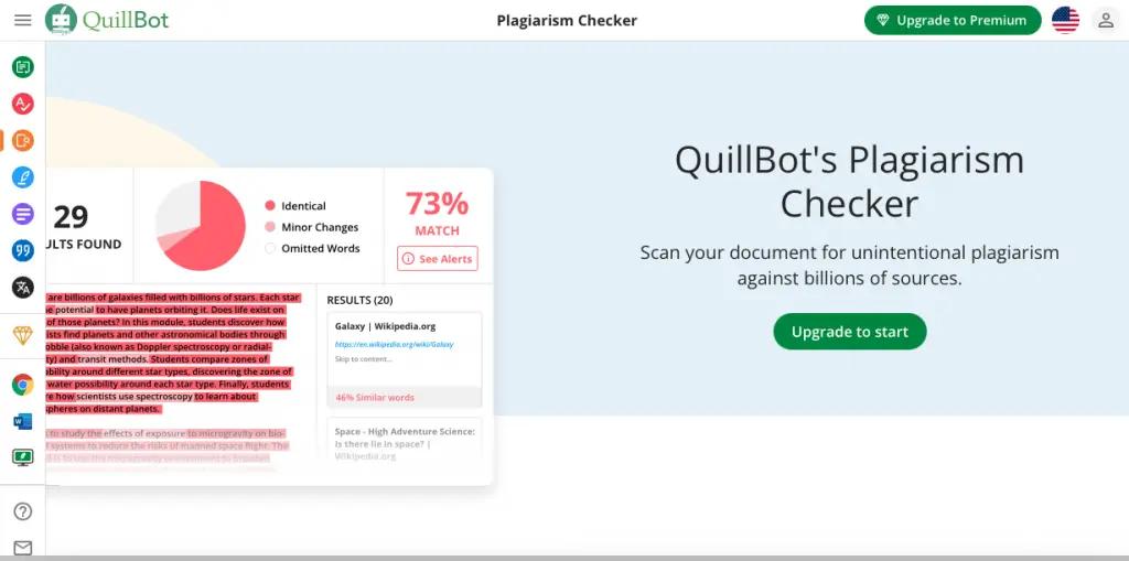 Quillbot is the best online plagiarism checker with paraphrasing options
