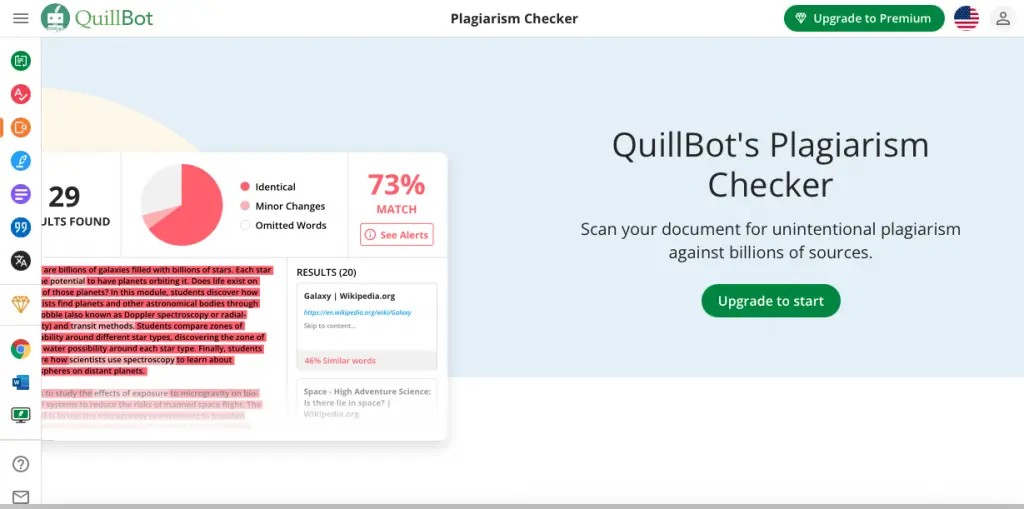 Quillbot is the best online plagiarism checker with paraphrasing options