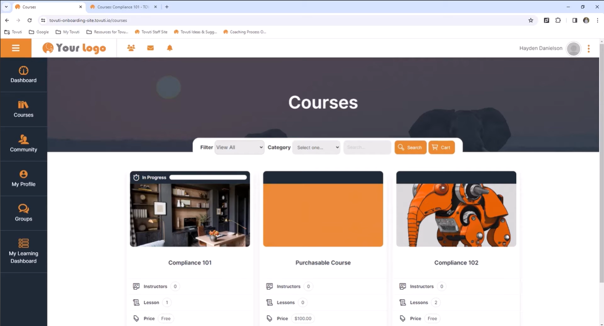 Tovuti clean dashboard highlighting its fast, easy setup
