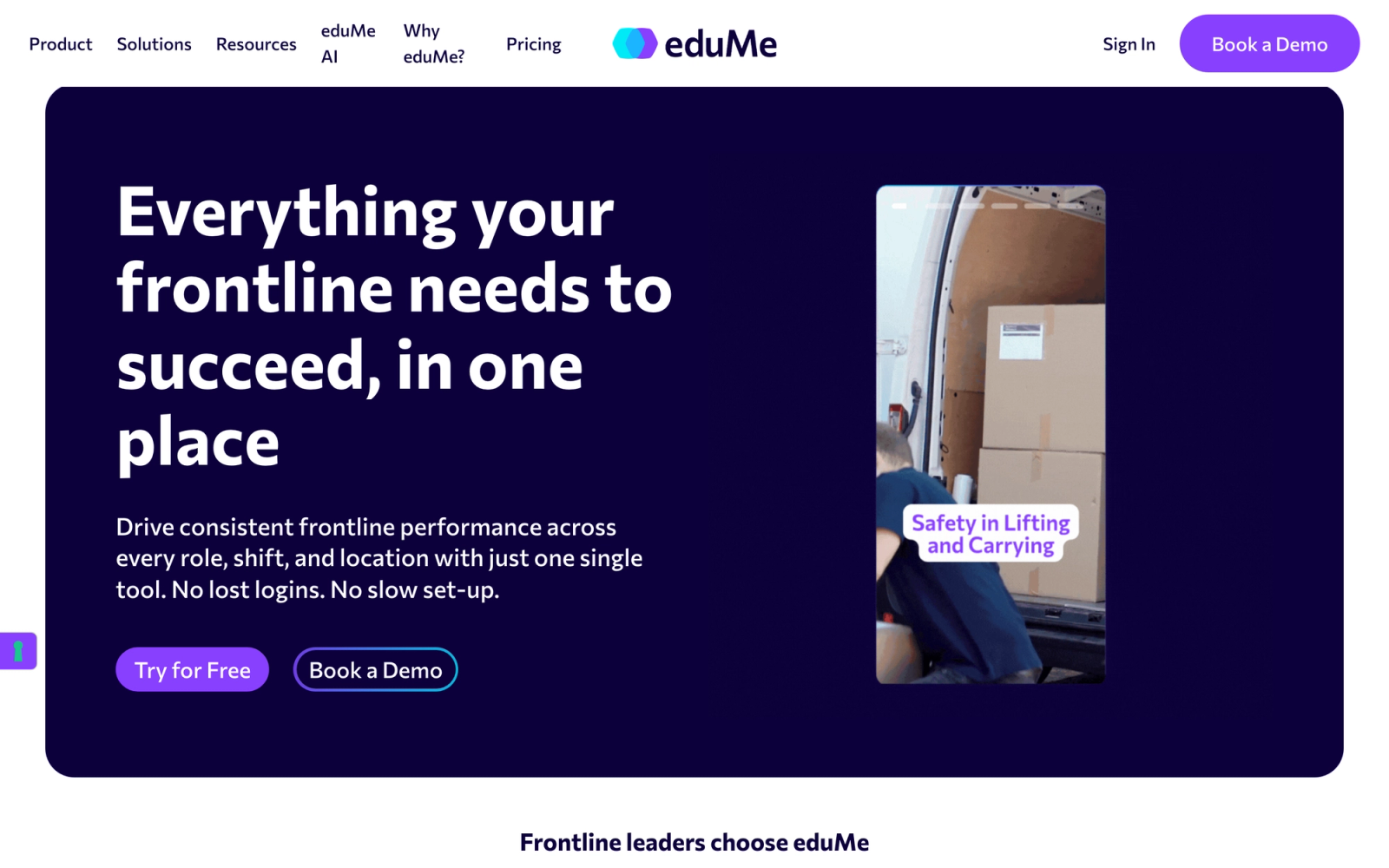 eduMe homepage hero section