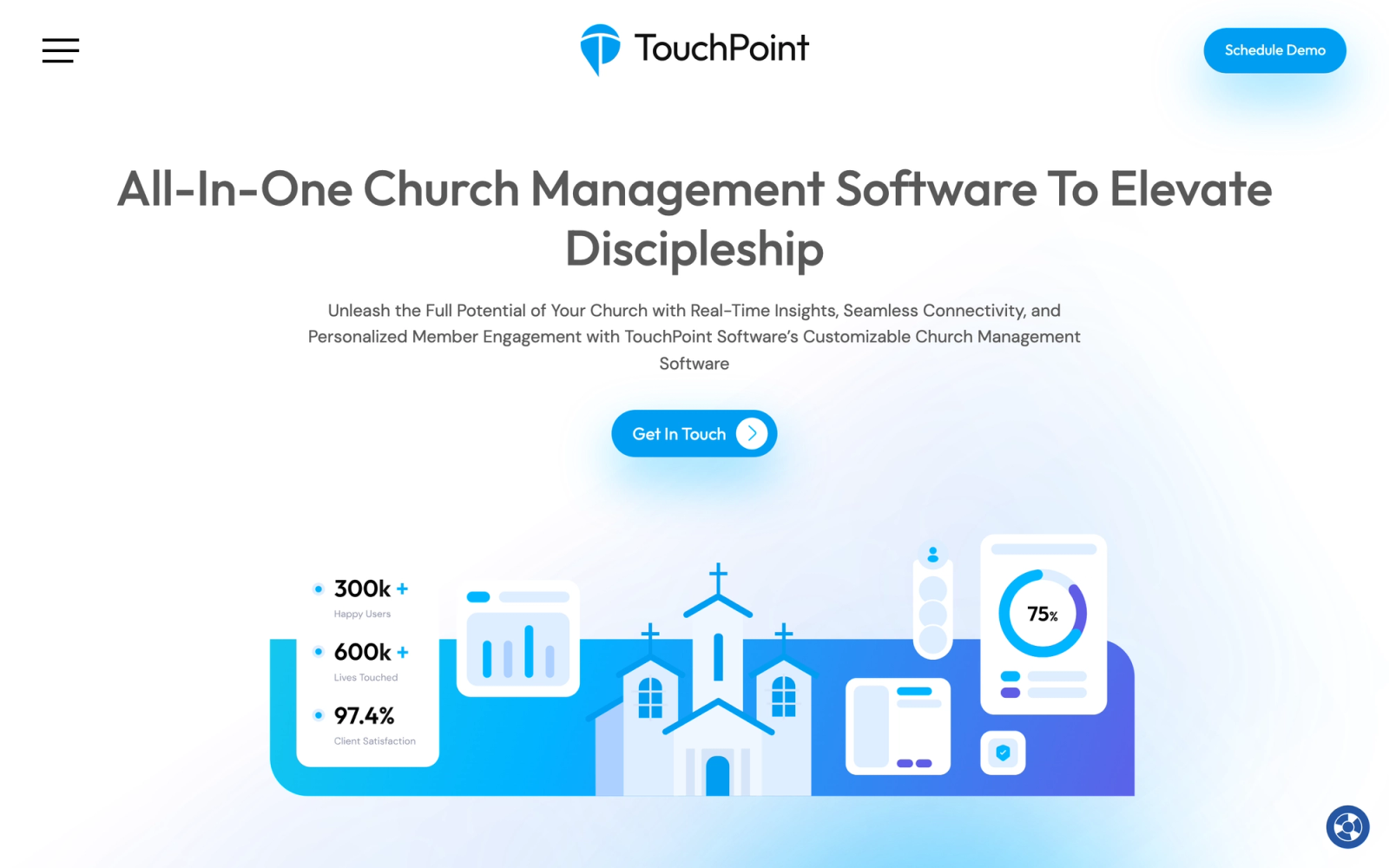 TouchPoint homepage hero section