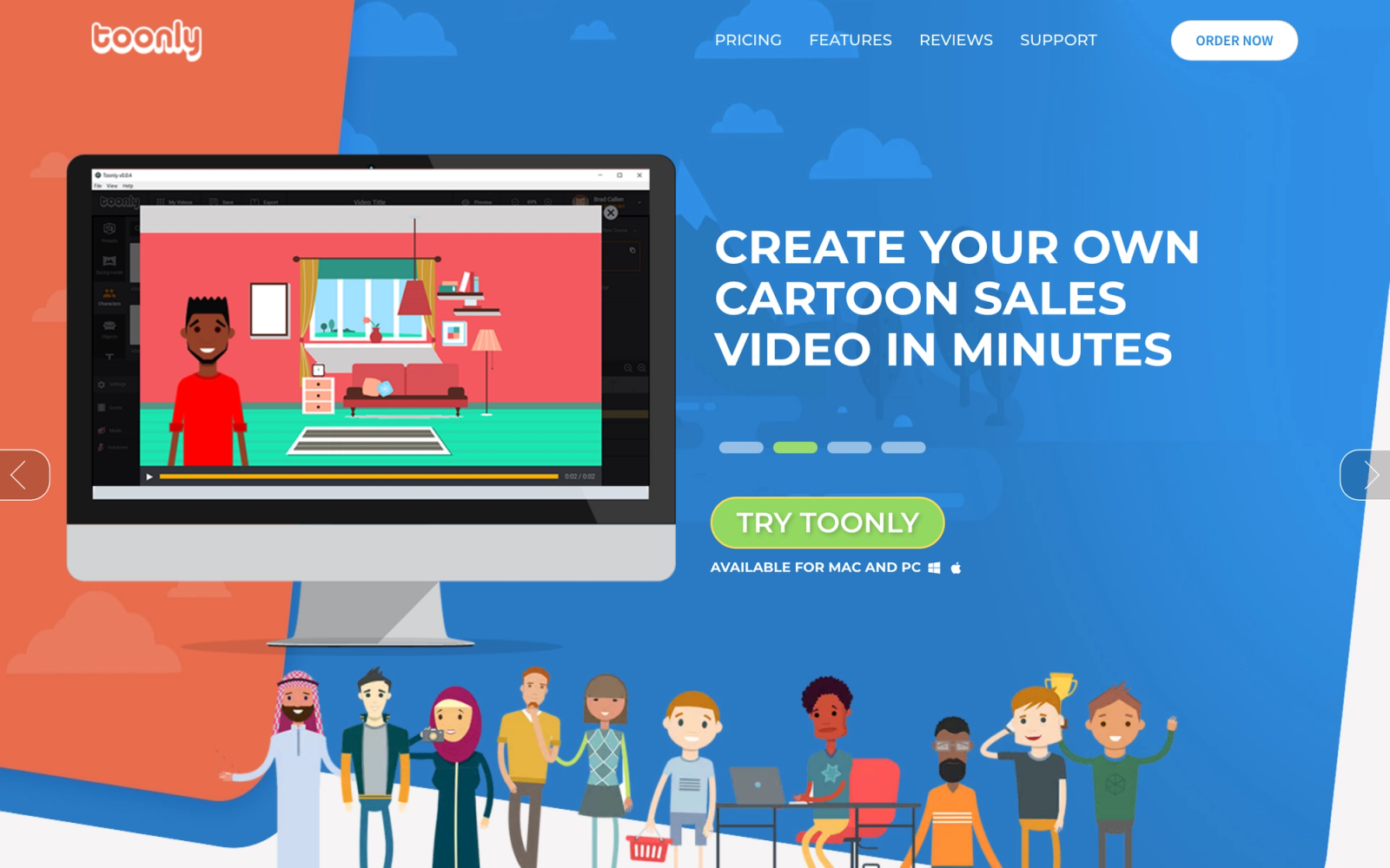 Toonly homepage hero section