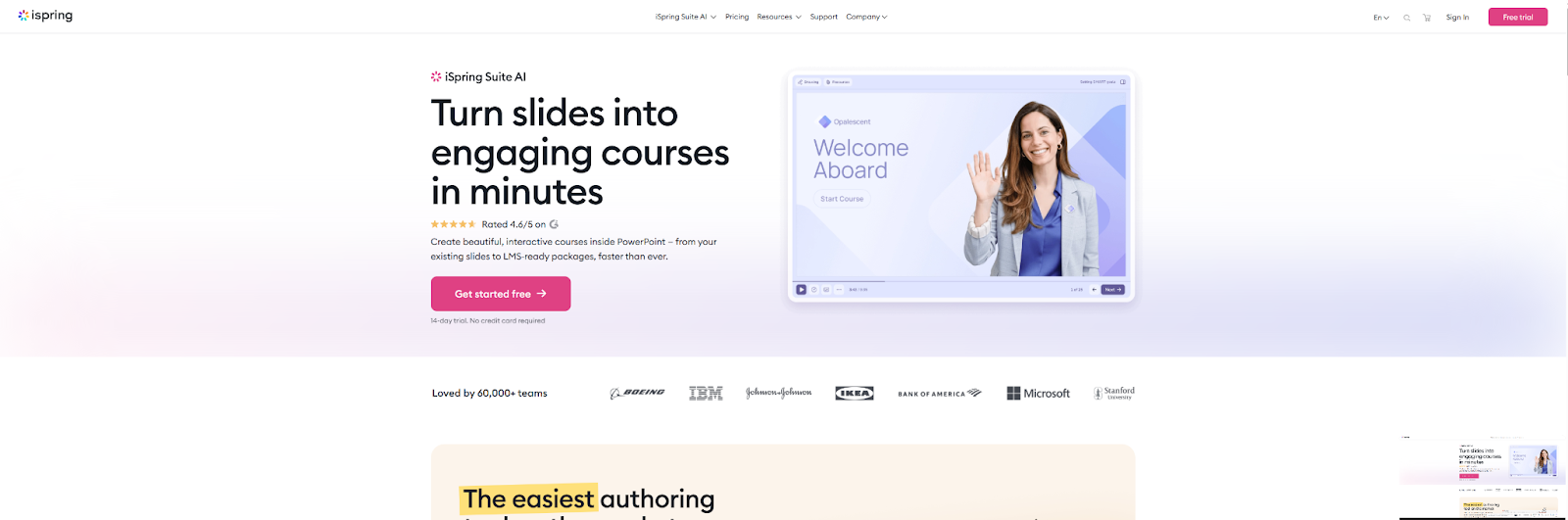 iSpring Learn dashboard for PowerPoint-based corporate training