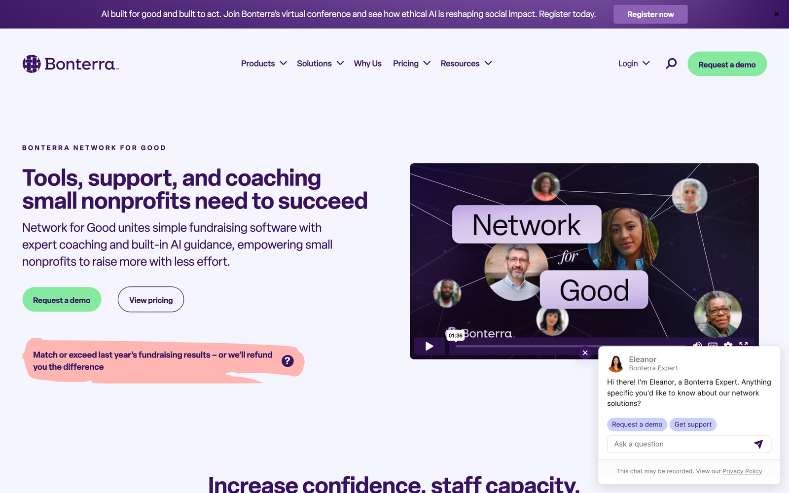 Network for Good homepage hero section