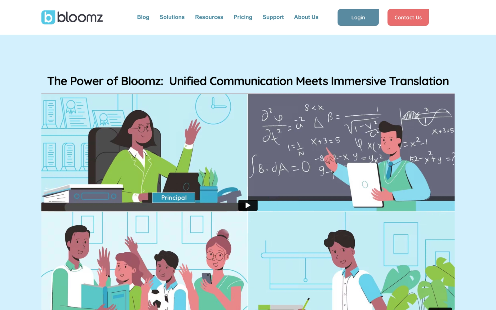 Bloomz homepage hero section
