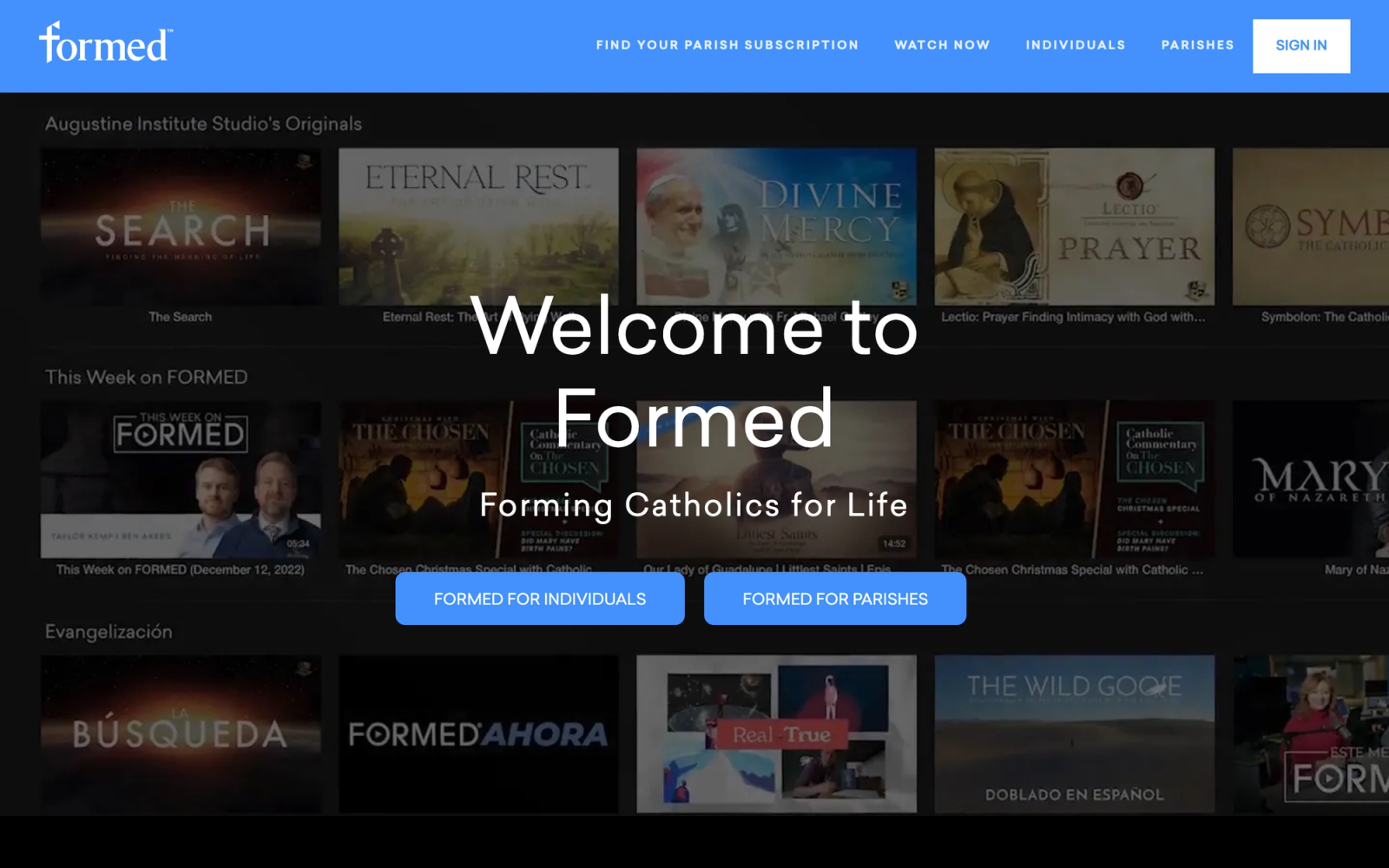 Formed homepage hero section