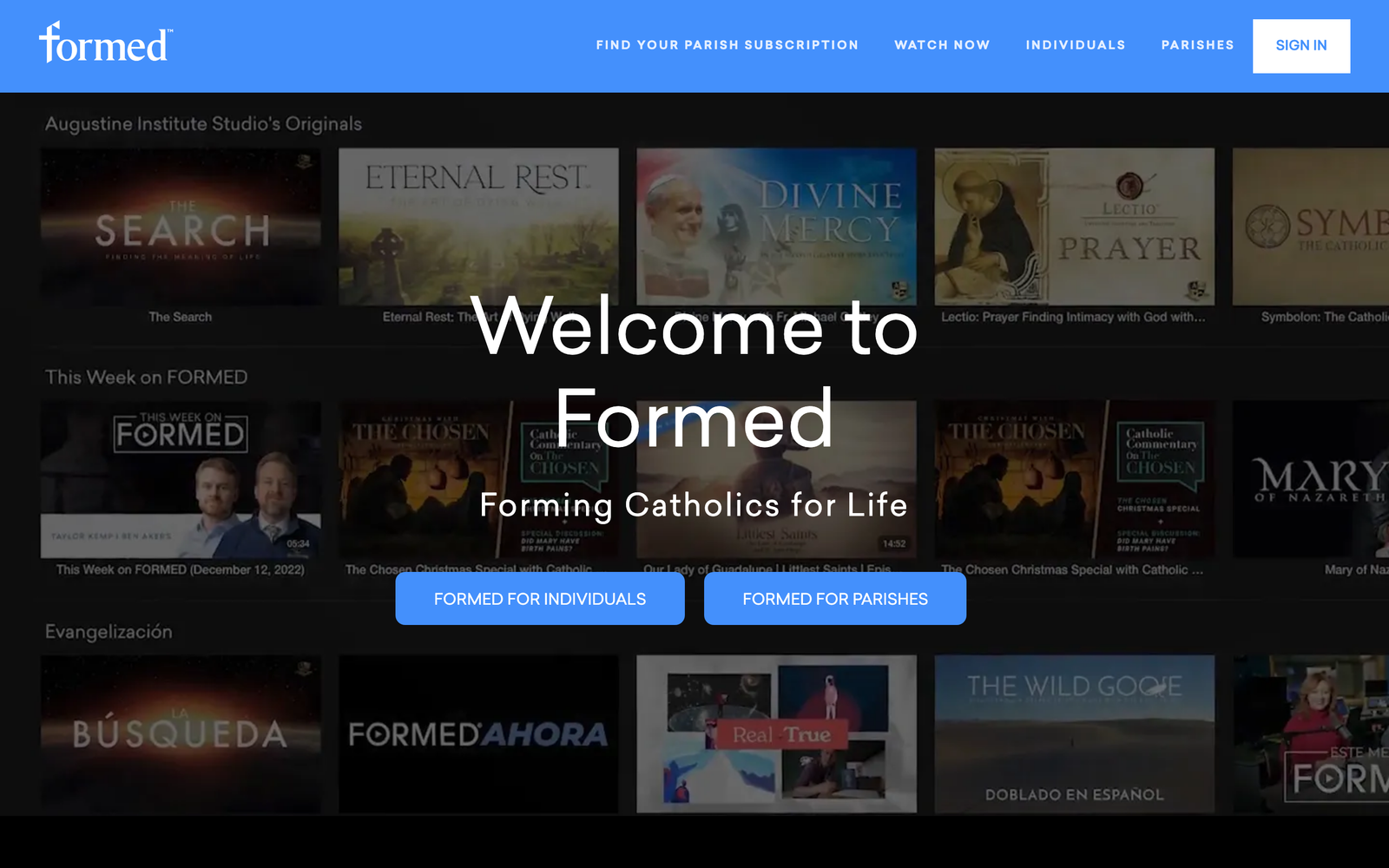 Formed homepage hero section