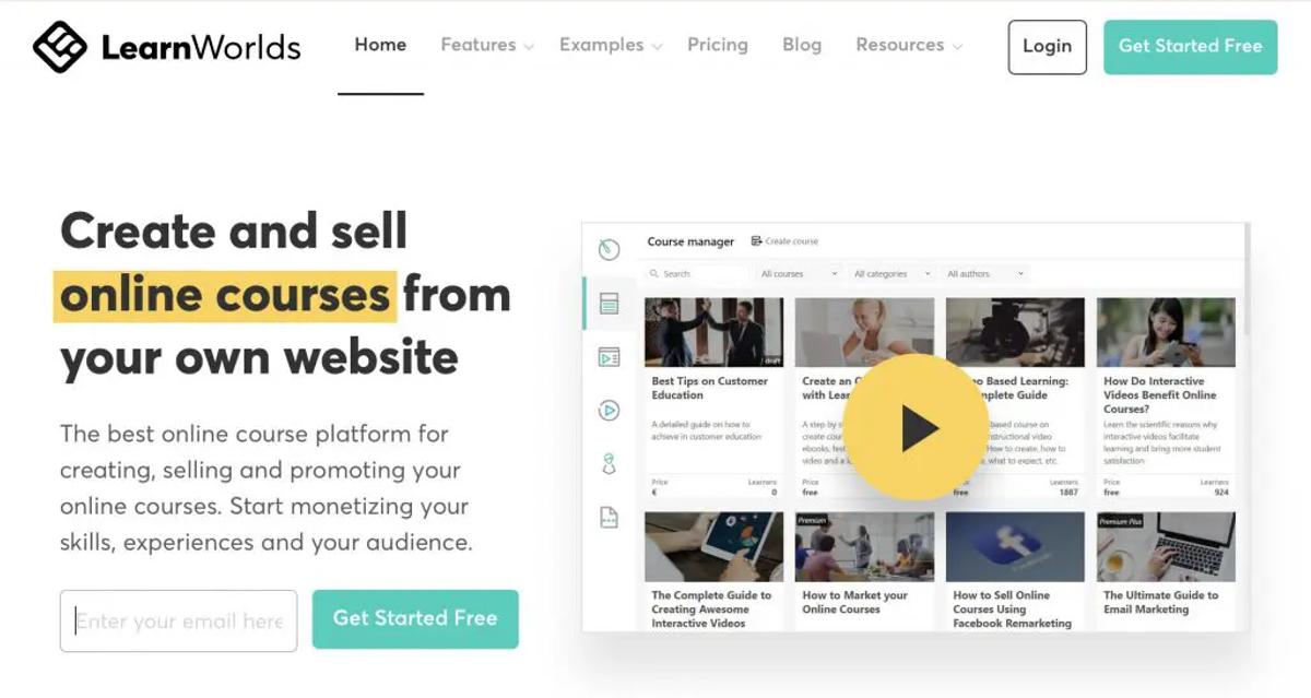LearnWorlds allows you to create and sell online courses from your own website