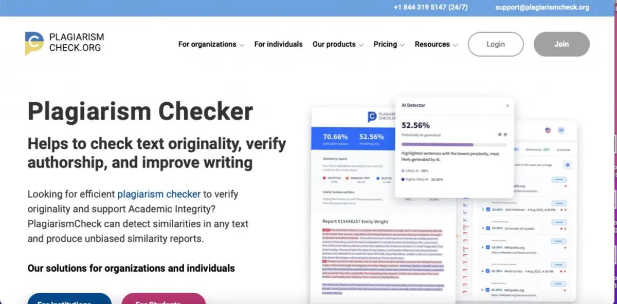 PlagiarismCheck.org is the best online plagiarism checker for citations.