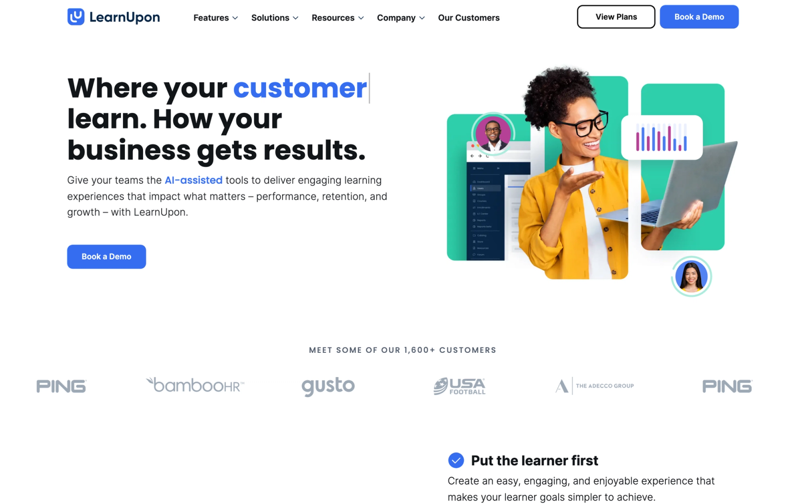 LearnUpon homepage hero section
