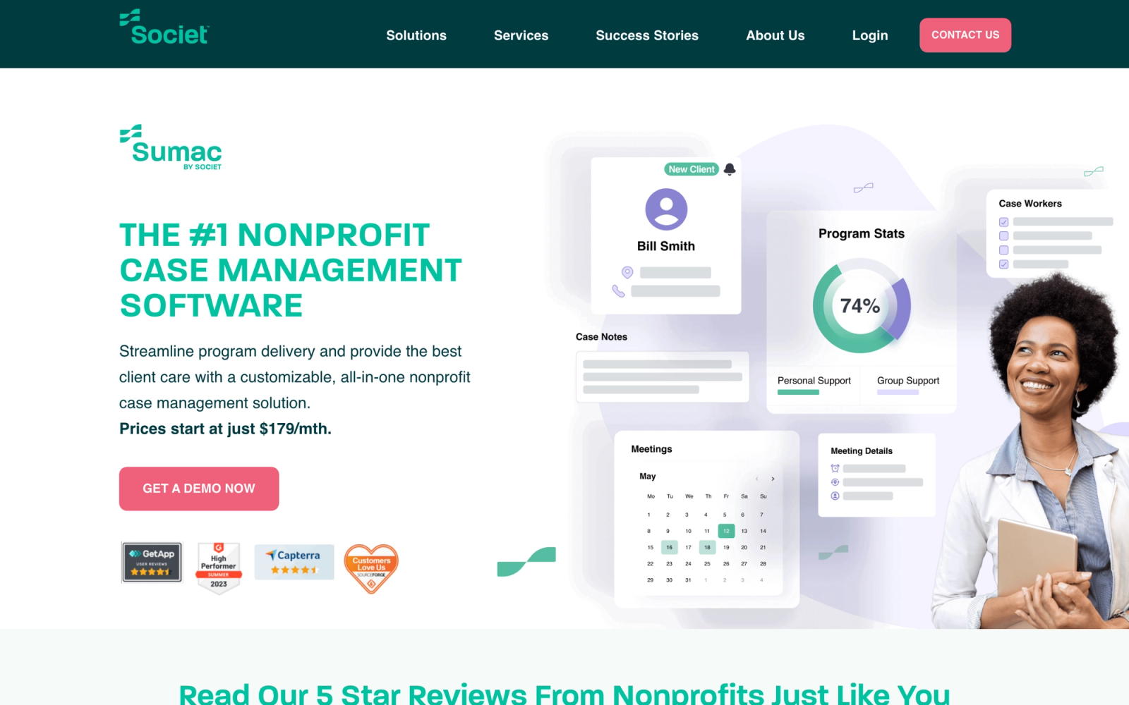 Sumac homepage hero section