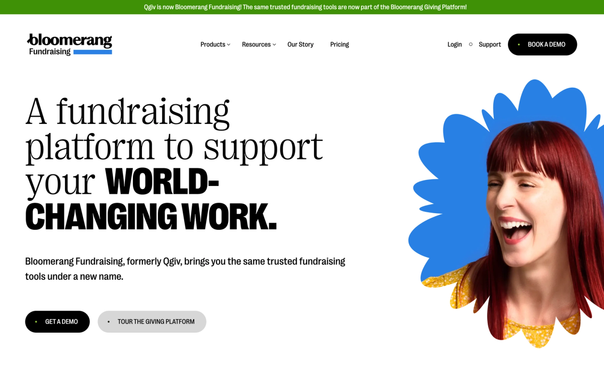 Qgiv homepage hero section