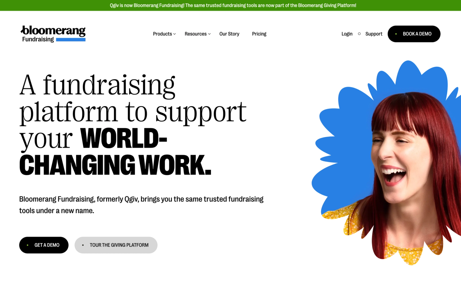 Qgiv homepage hero section