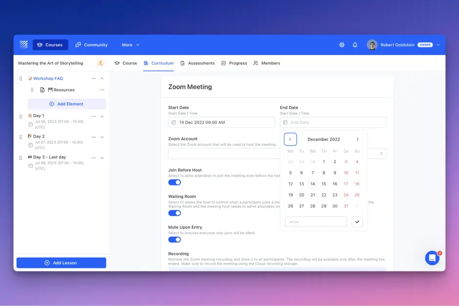 New Options for Live Classes with Zoom: Recording, Multiple Accounts, Reports