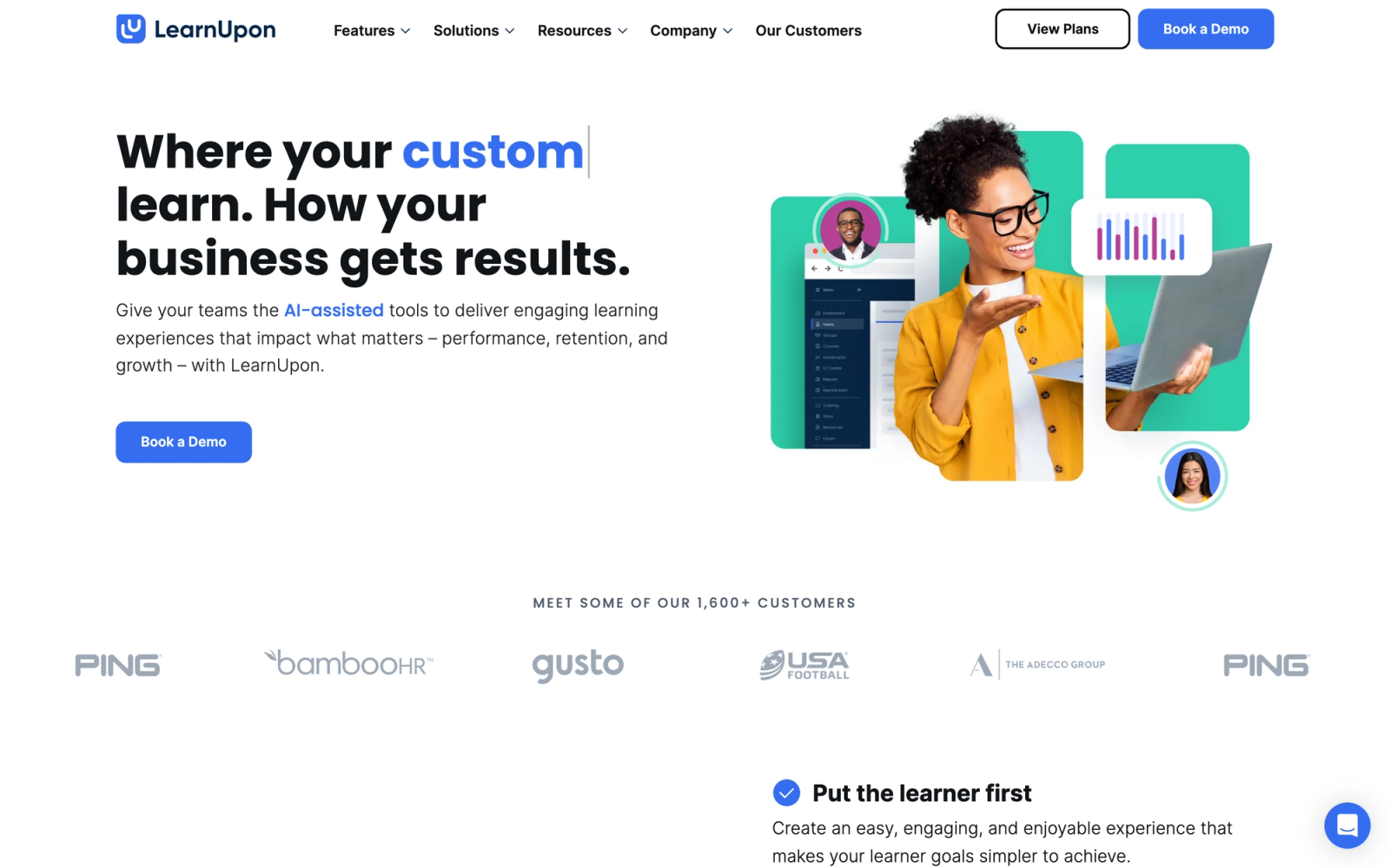 LearnUpon homepage hero section
