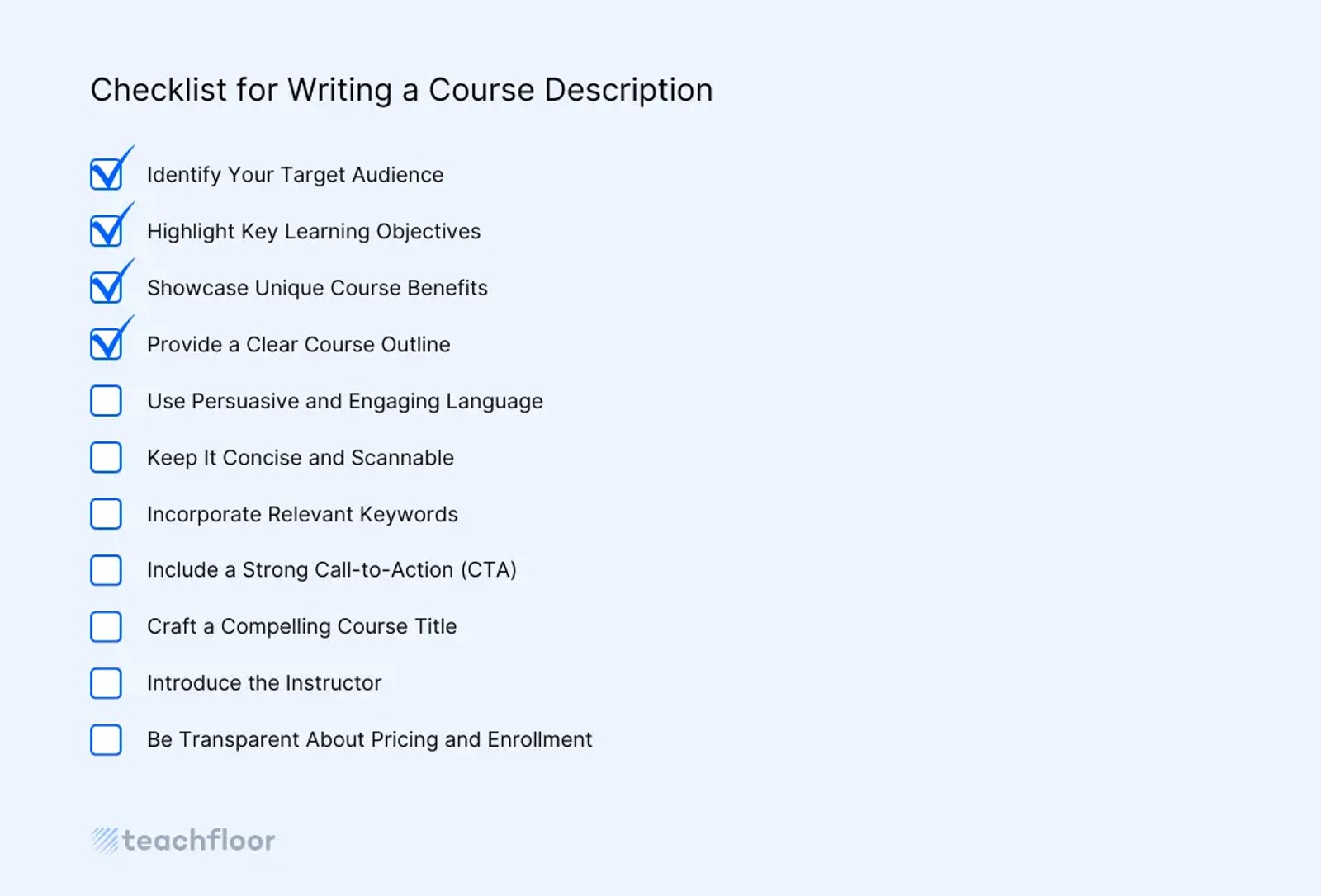 Course Description Checklist