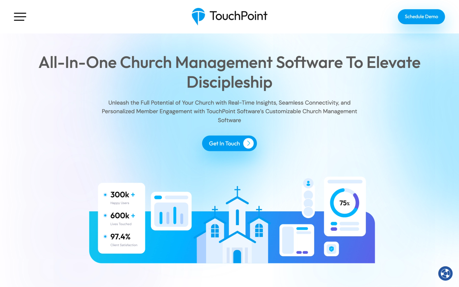 TouchPoint homepage hero section