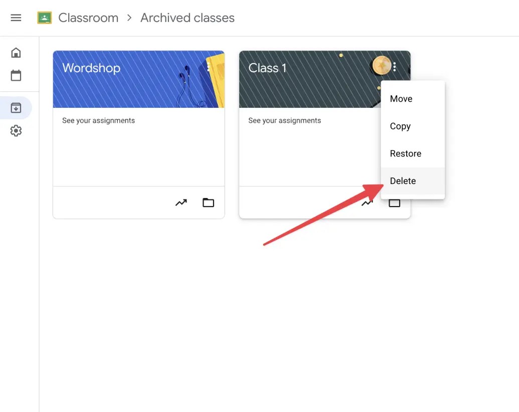 Google Classroom Delete Class