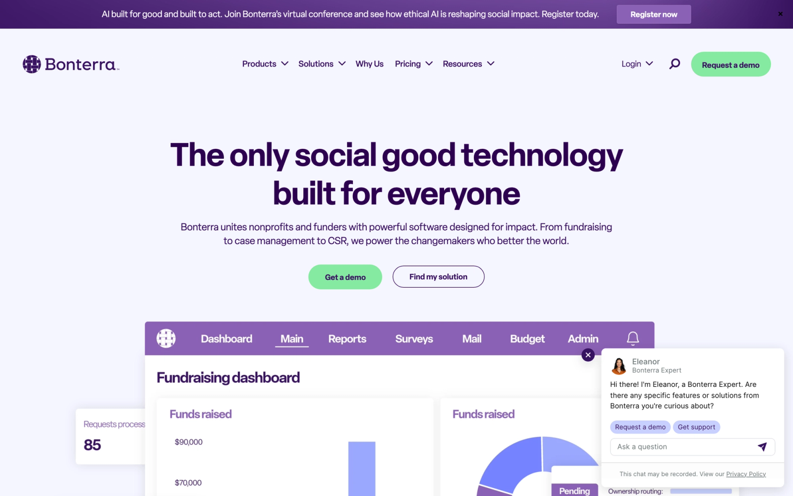 Salsa CRM homepage hero section