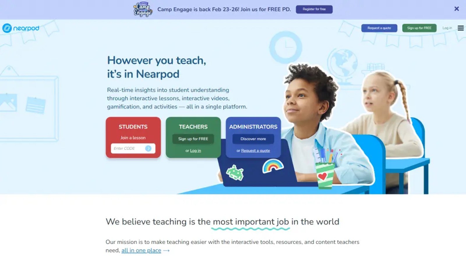 Nearpod interactive lesson and student engagement view