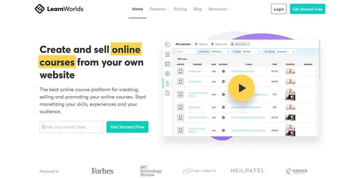 screenshoot Learnworlds Online Courses