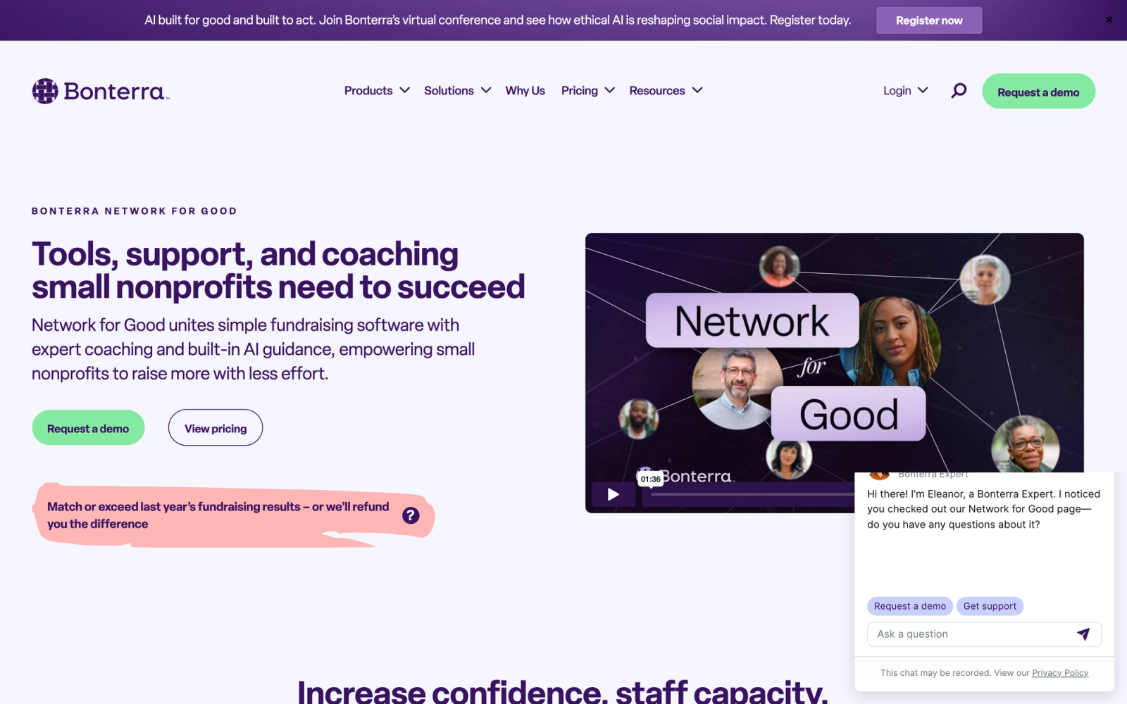 Network for Good homepage hero section